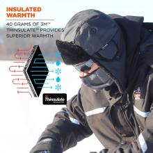 Insulated warmth: 40 grams of 3M Thinsulate provides superior warmth. Graphic shows 3M Thinsulate technology.