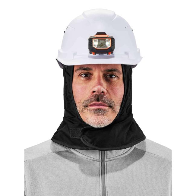 Hard hat liner on model under hard hat