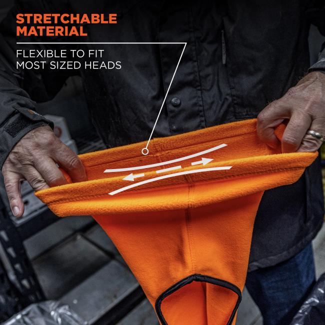 Stretchable material. Flexible to fit most head sizes