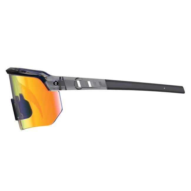 Left profile view of aegir polarized mirror safety glasses