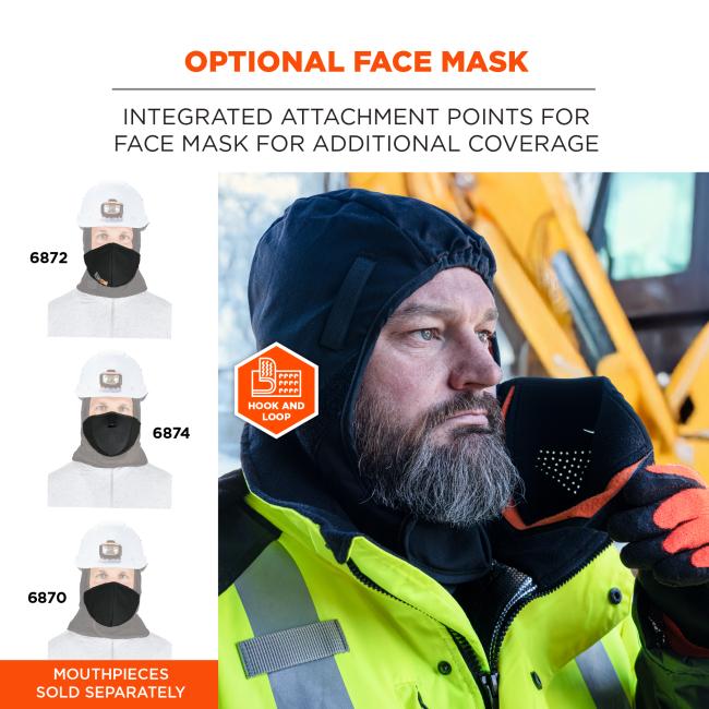 Optional Face Mask: Integrated attachment points are included for an optional face mask to provide additional coverage. Note: mouthpieces 6872, 6874, and 6870 are sold separately.