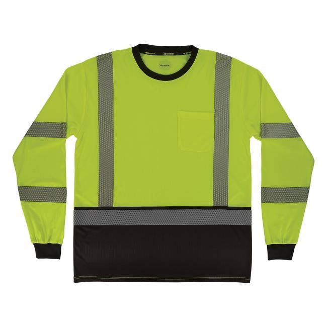 Front of lime class 3 hi-vis long sleeve t-shirt