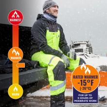 Jacket is rated warmer to -15 degrees fahrenheit or -26 degrees celsius.