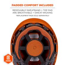 Padded comfort included: removable brushed polyester sweatband and top pad are breathable. Replacement pads sold separately. Machine washable